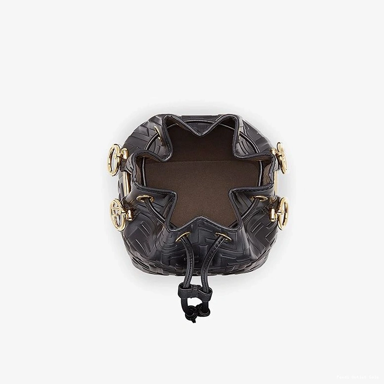 Cheap Bag Tresor Leather Calf In Mon Fendi Mini Bucket FF Motif Black 0824